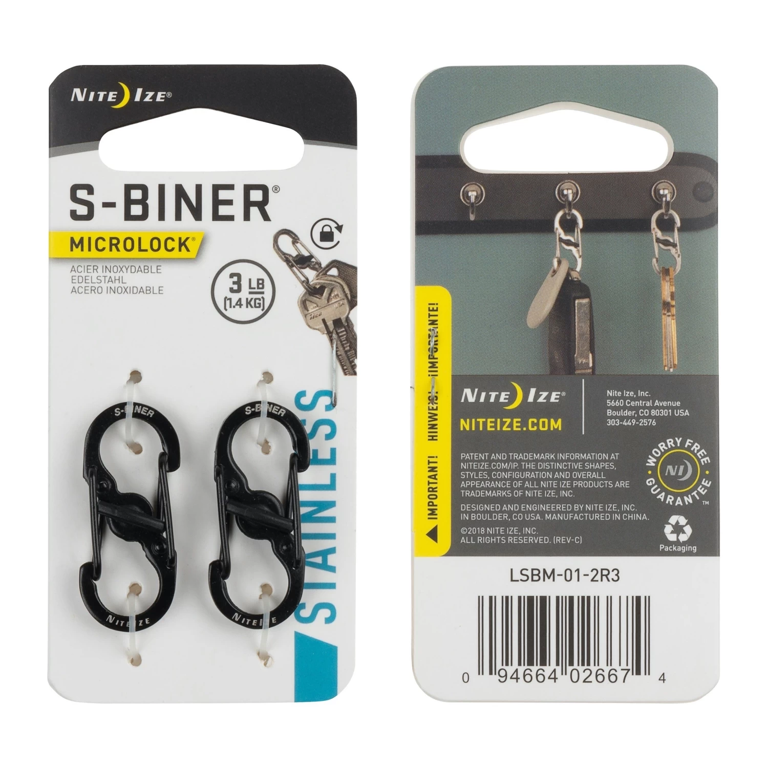 Nite Ize S-Biner® MicroLock® Carabiner 2-Pack 2 Nite Ize S-Biner® MicroLock® Carabiner 2-Pack - Image 2