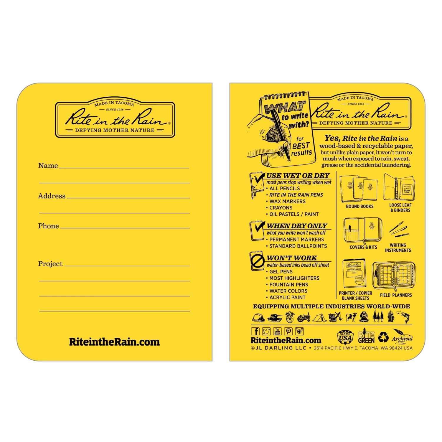 Rite In The Rain Stapled Notebook 3.25×4.625 3-Pack 4 Rite In The Rain Stapled Notebook 3.25×4.625 3-Pack - Image 4
