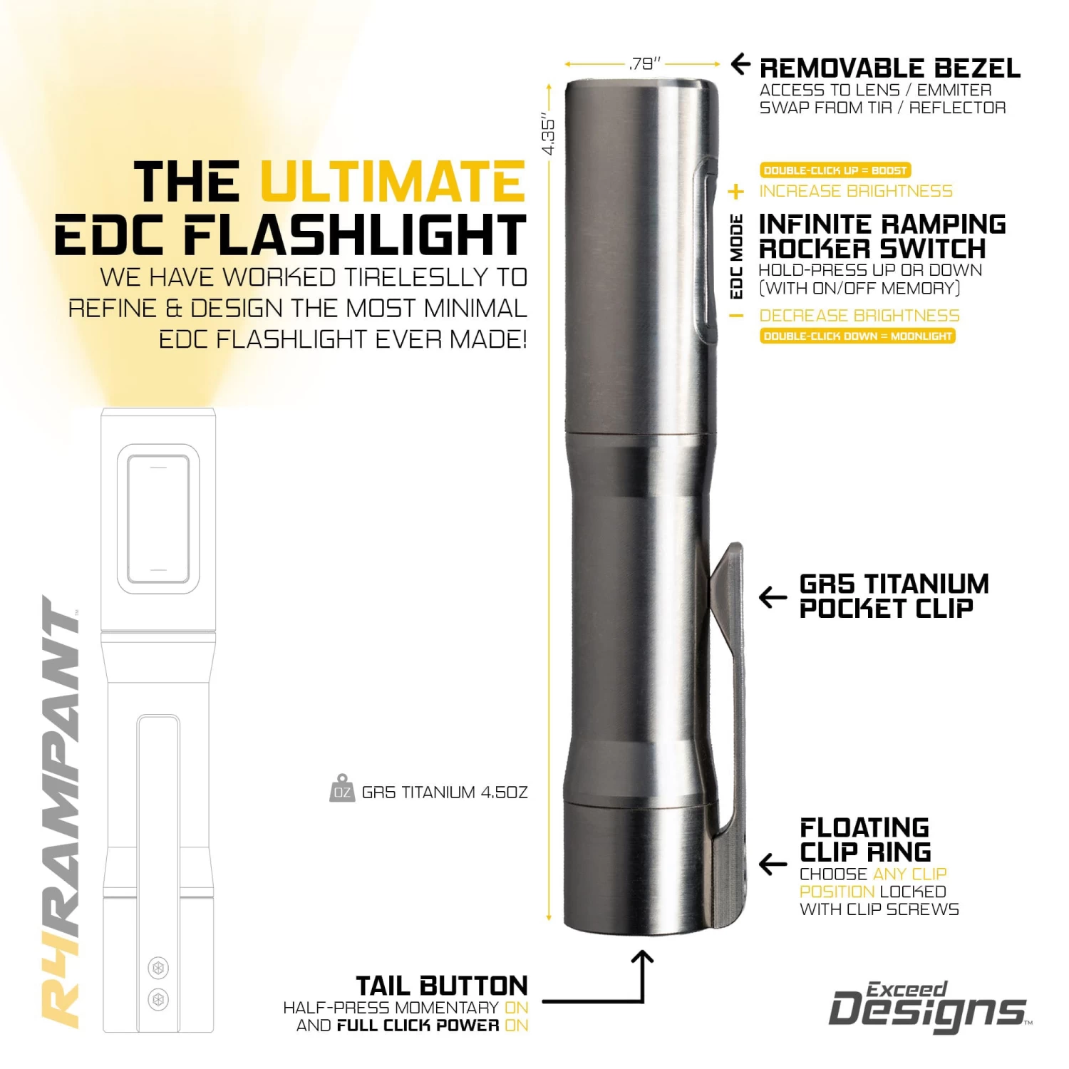 Rampant™ R4 EDC Titanium Flashlight 13 Rampant™ R4 EDC Titanium Flashlight - Image 13