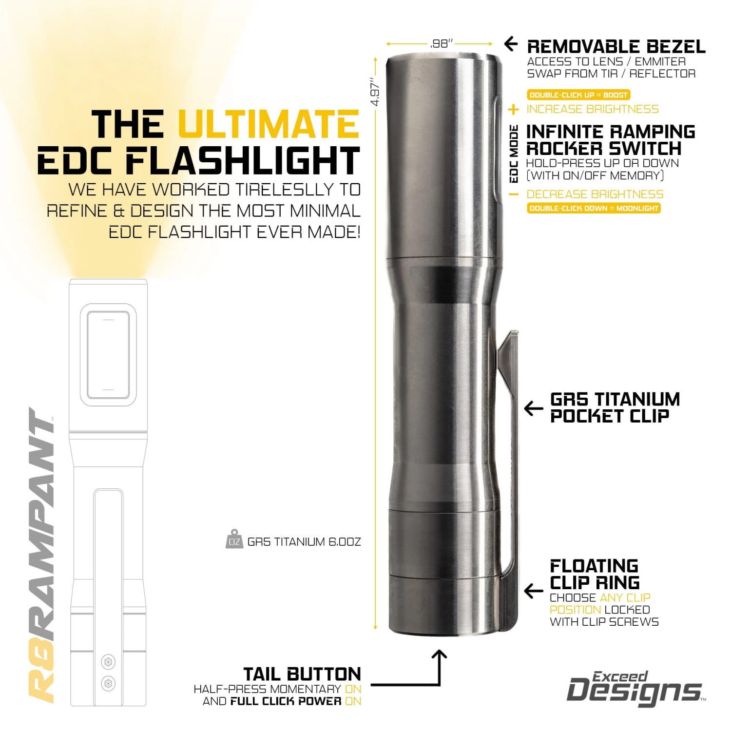 Rampant™ R8 EDC Titanium Flashlight 13 Rampant™ R8 EDC Titanium Flashlight - Image 13