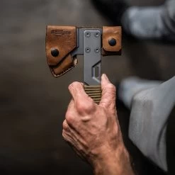 Hyzer Sheath Leather -Outdoor Equip Store dark image hyzer hatchet leather sheath logo min